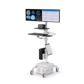 Mobile Medical Computer Stand with Dual Monitor Display and Power Supply