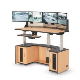 Height Adjustable Multi Monitor Security Workstation Desk