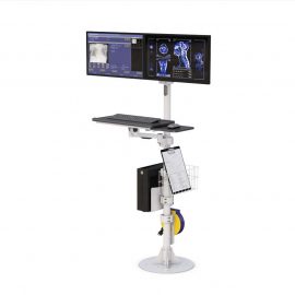 Floor Mounted Medical Dual Monitor Computer Stand
