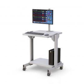 Mobile Utility Computer Cart with Desktop Shelf at sitting height 30″
