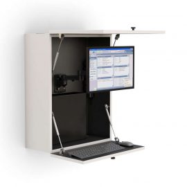 Wall Mounted Computer Workstation with Retractable Monitor