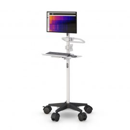 Mobile Clean Room Fixed-Height Workstation with Single Monitor Mount, Keyboard Tray and Ergonomic Handle by AFC