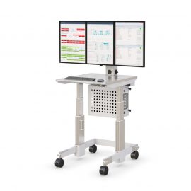 Mobile Clean Room Height-Adjutable Workstation with Triple Monitor Mounts by AFC