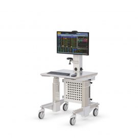 Mobile Clean Room Height-Adjutable Workstation with Dual Monitor Mounts, Scanner holder and compact Desktop